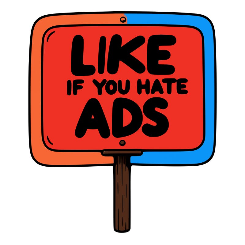 a sign that says like if you hate ads