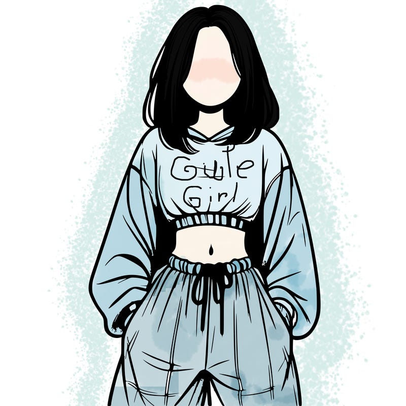 realistic girl faceless with baggy pants and a crop top