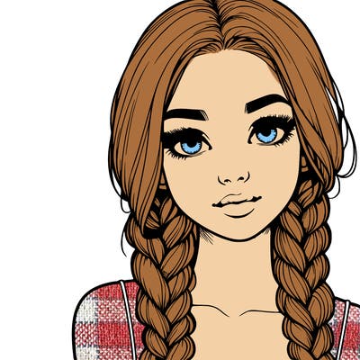 realistic girl with braids
