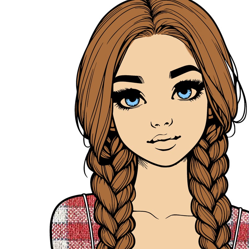 realistic girl with braids