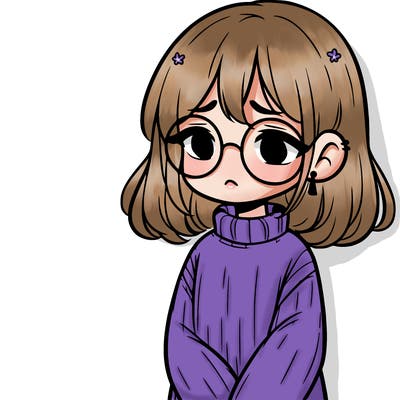 sad girl with glasses in a sweater