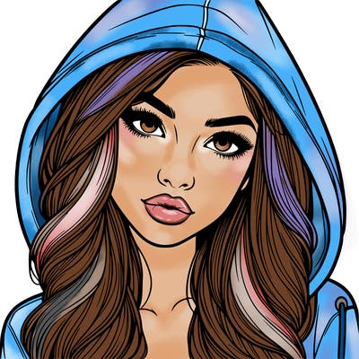 realistic beautiful girl with a hood on