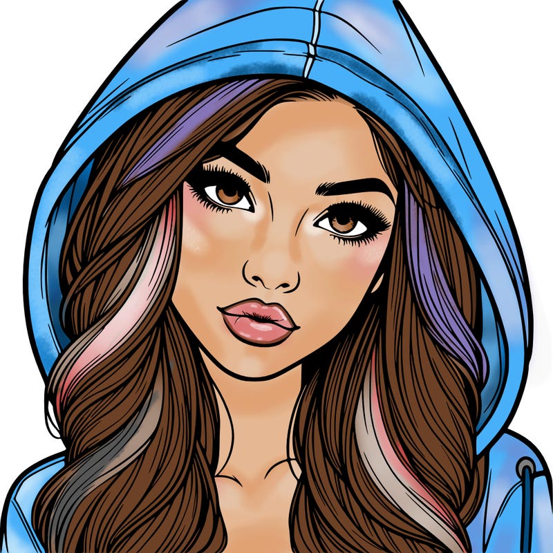 realistic beautiful girl with a hood on