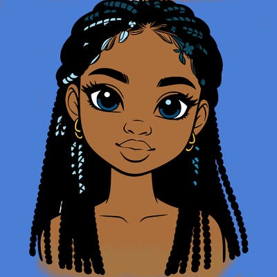 a realistic black girl with braids