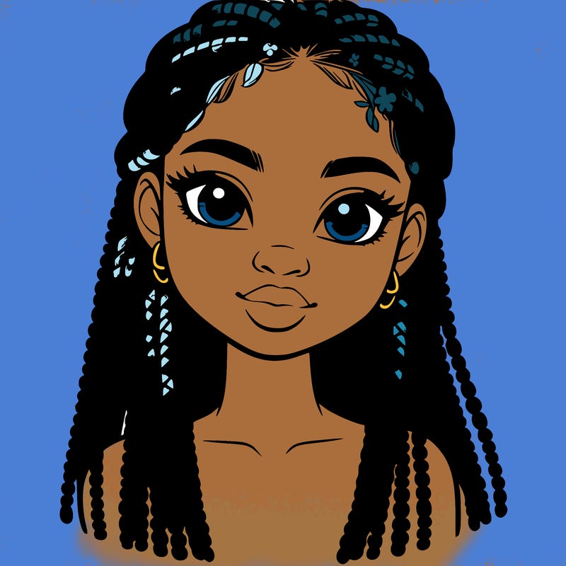 a realistic black girl with braids