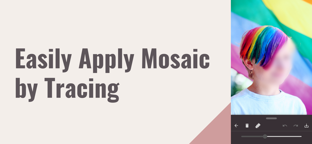 Captura de pantalla de la aplicación Blur y Mosaic demostrando cómo difuminar un rostro trazándolo.