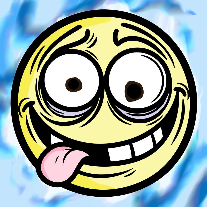 a circle with a crazy face