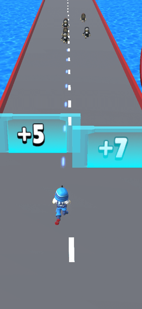 Last Stickman : Zombies War - Stickman character running towards math multiplier gates in a zombie war game