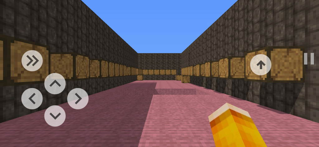 Blocky Parkour 3D - First-person gameplay of a voxel parkour level with on-screen controls