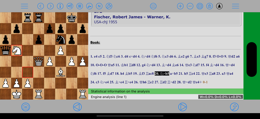Chess Studio Lite - Chess Studio Lite application interface showing a professional game analysis with PGN move notation and engine evaluation on an iPad