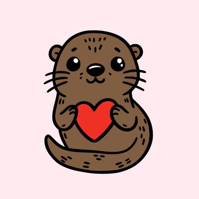 otter with a heart