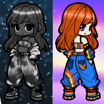 girl in crop top and baggy pants