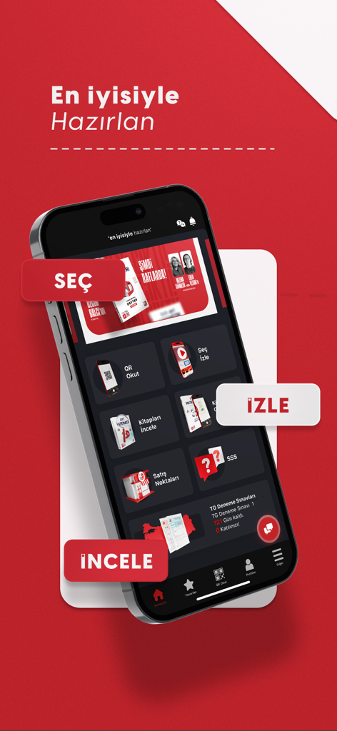 3D Mobil - Interface of 3D Mobil educational app on a smartphone showing video solutions and study resources in dark mode