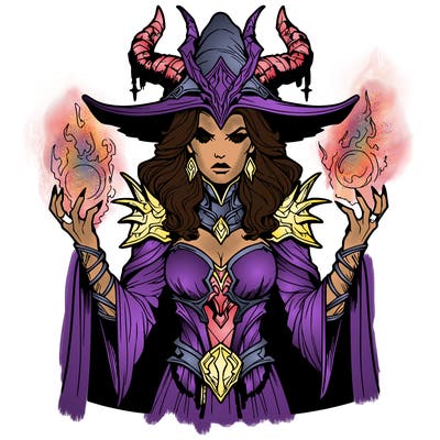realistic evil sorceress fantasy chaos