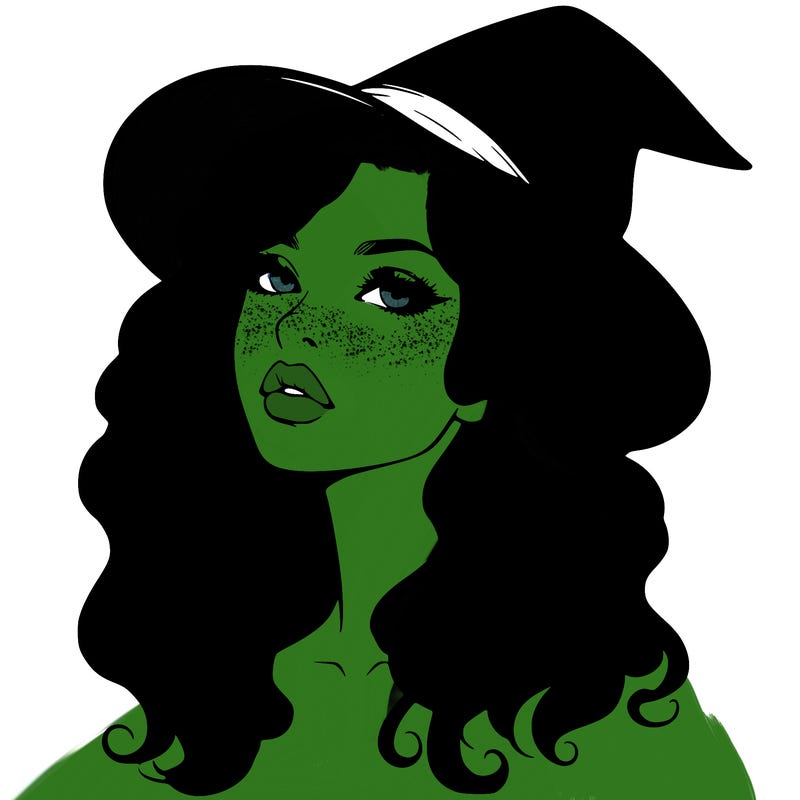 realistic witch girl with wavy hair and lips