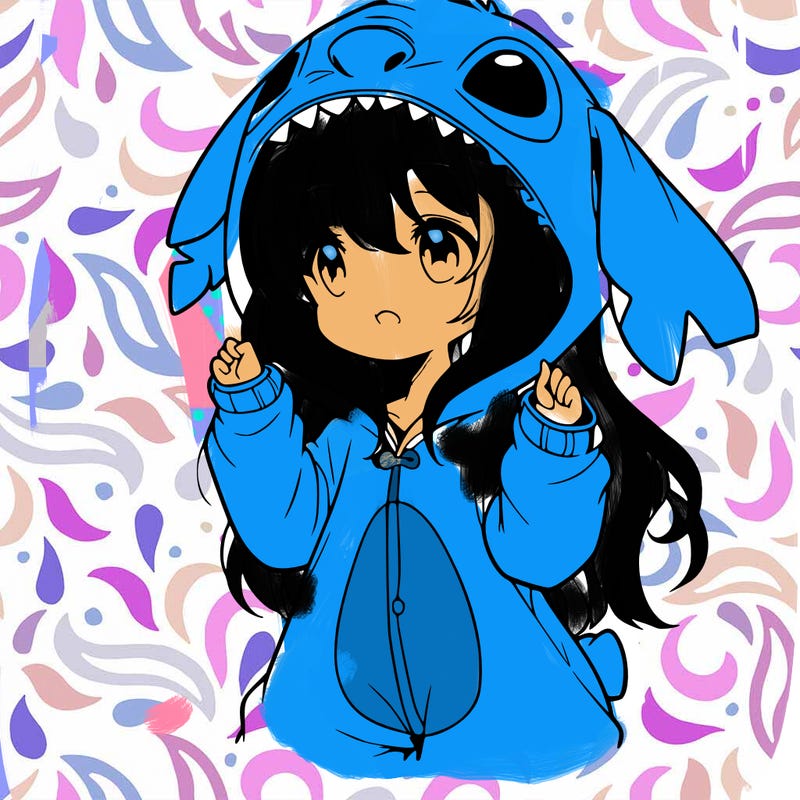 anime girl in a stitch onsie