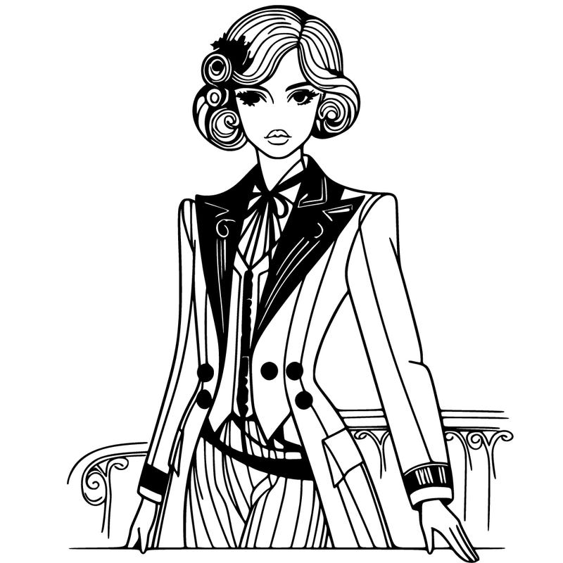 young woman catwalk model dressed in haute couture tailoring inspired by surrealism and art nouveau