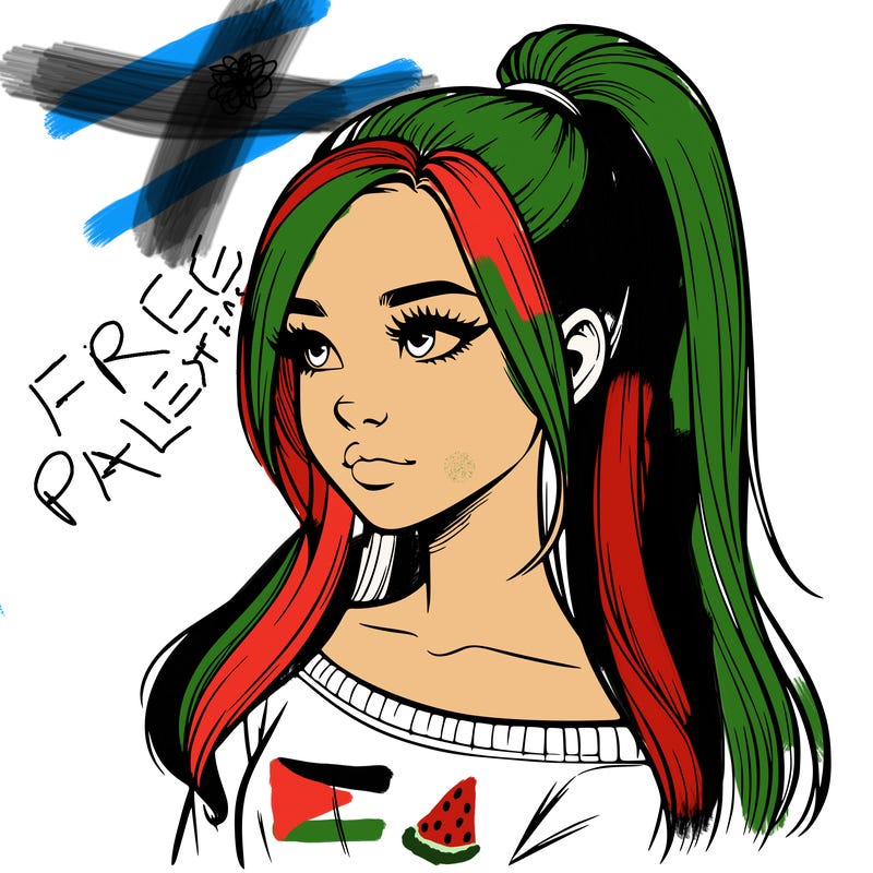 realistic girl with a high ponytail