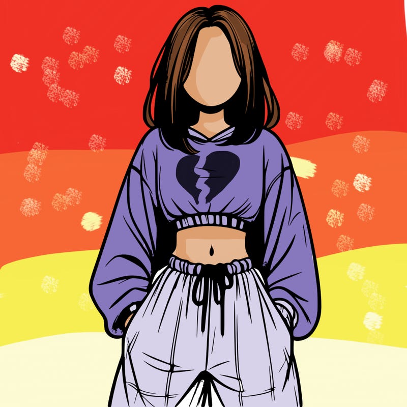 realistic girl faceless with baggy pants and a crop top