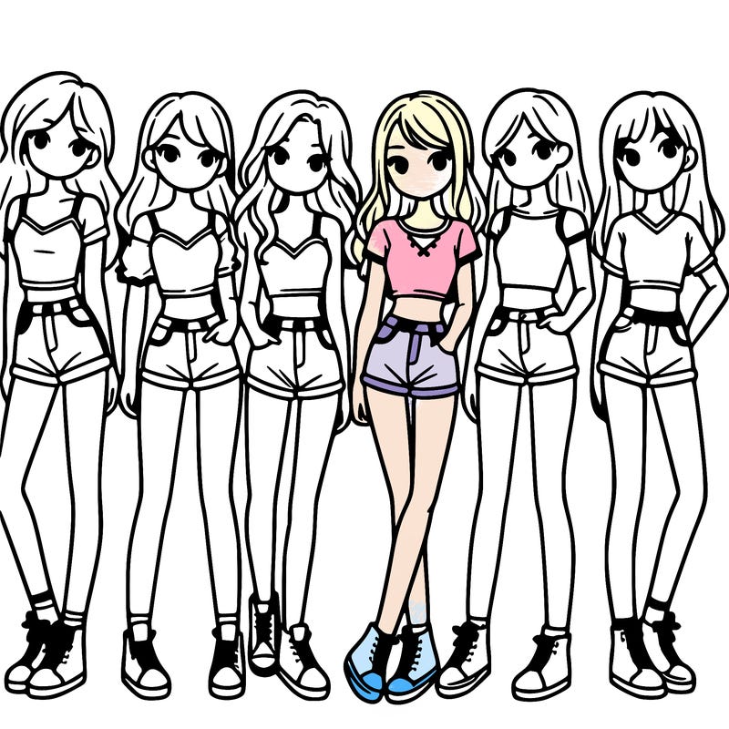 a group of girls wearing crop tops and shorts