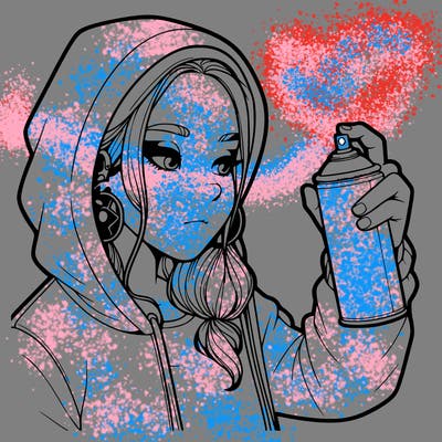 a realistic girl, spray painting