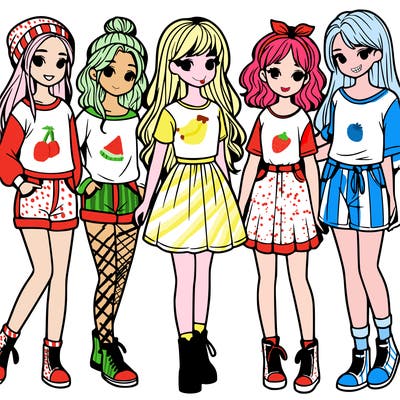 a group of five girls