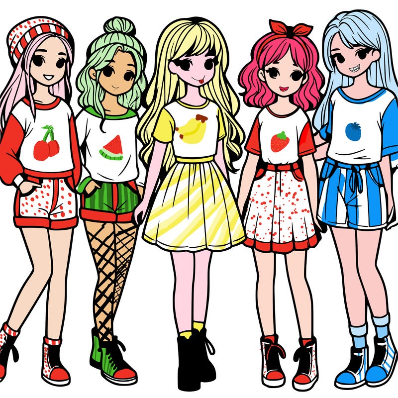 a group of five girls