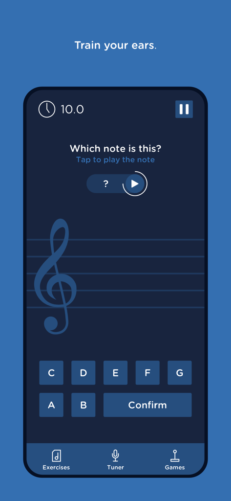 SolFaMe - SolFaMe music app interface for ear training and note identification exercises