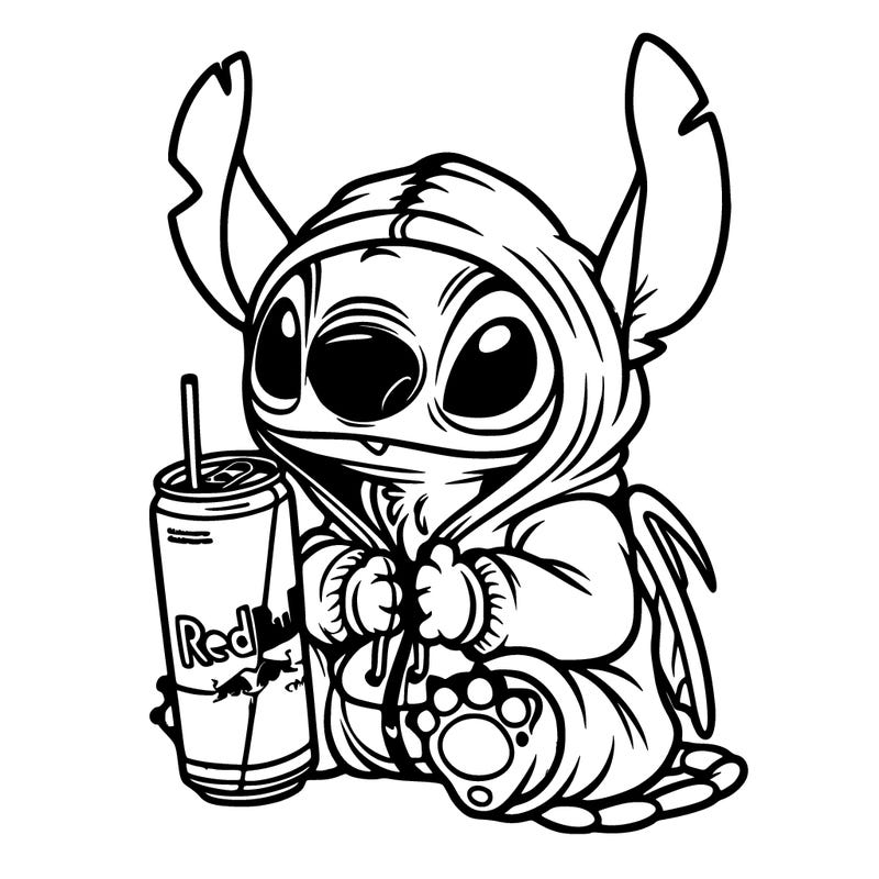 stitch a hoodie and redbull