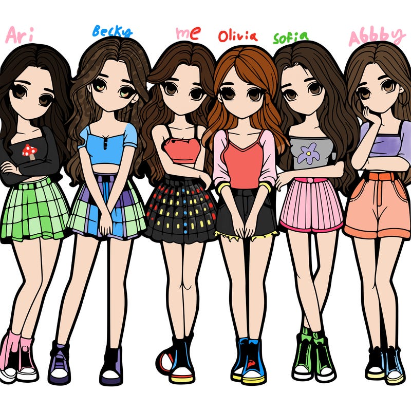 a group of girls realistic