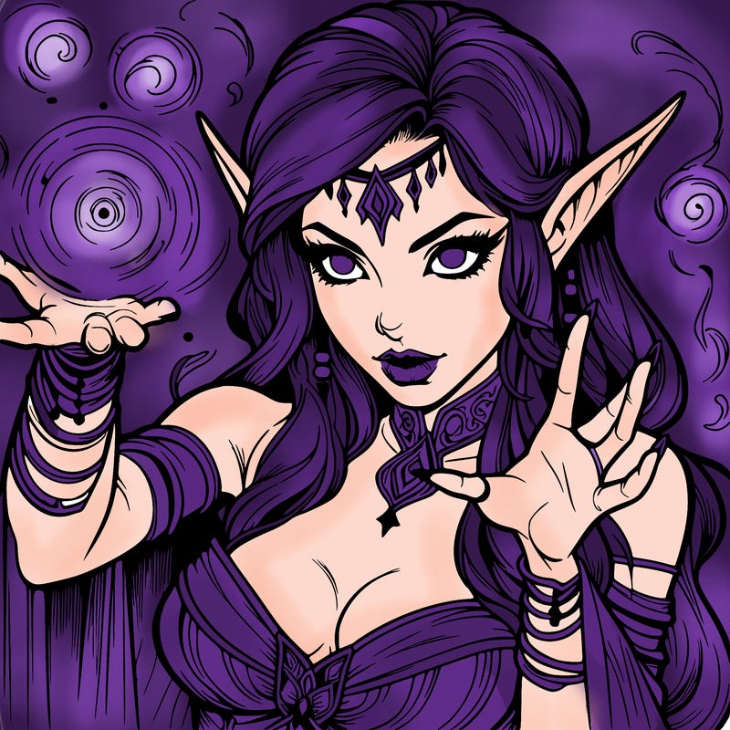 realistic scary beautiful elf sorceress casting spell