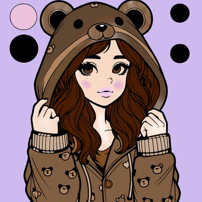 realistic girl in a animal pjs hoodie