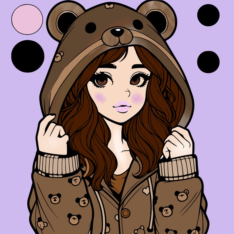 realistic girl in a animal pjs hoodie