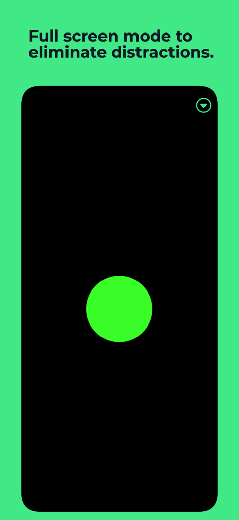 BLS by Easy EMDR - Full screen mode of the BLS by Easy EMDR app with a green circle stimulus on a black background