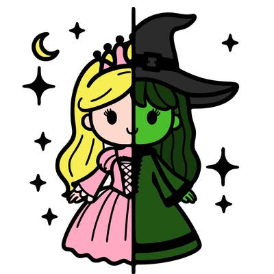 split princess and witch