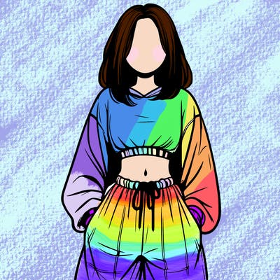 realistic girl faceless with baggy pants and a crop top