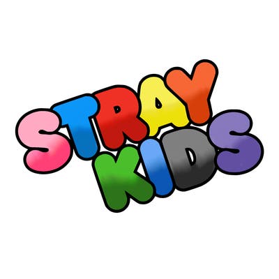 bubble letters saying stray kids