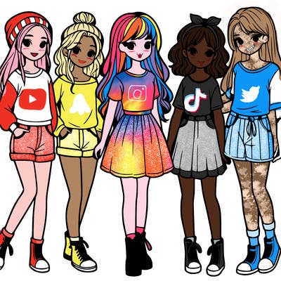 a group of five girls