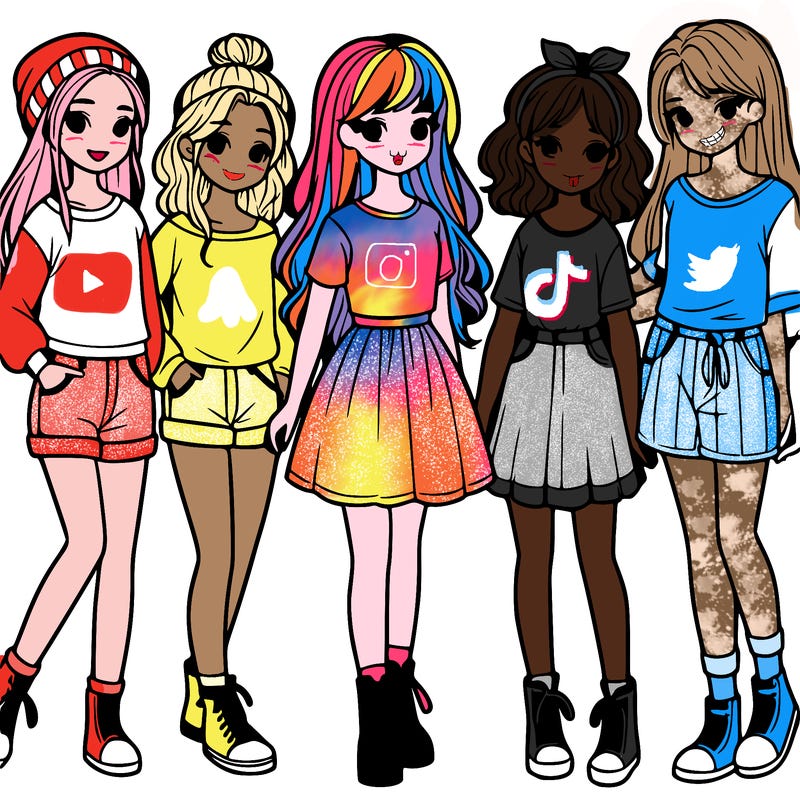 a group of five girls