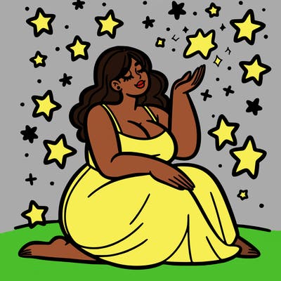 plus size woman looking at stars