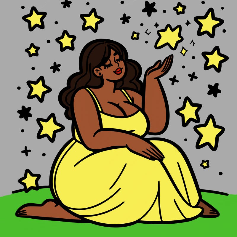 plus size woman looking at stars