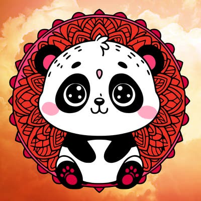 cute baby panda animal mandala
