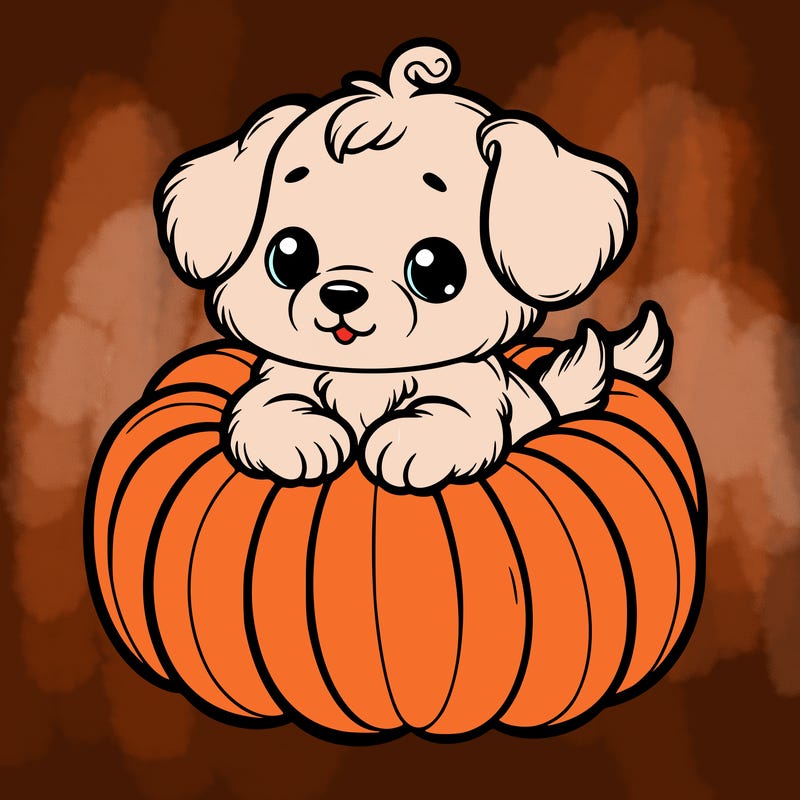 cute little puppy in a pumpkin