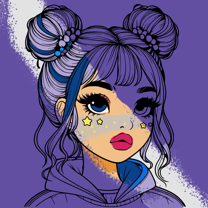 realistic girl with space buns