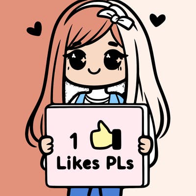 girl holding a sign saying 10 likes pls