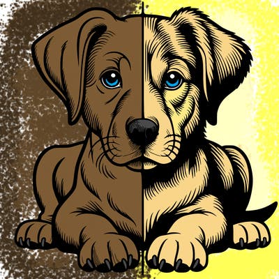 realistic dog split picture