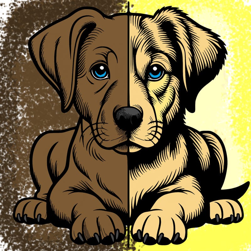 realistic dog split picture