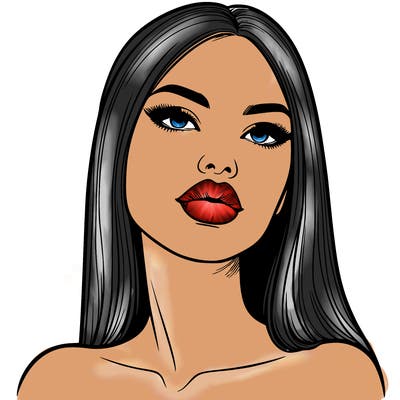 realistic woman with full lips