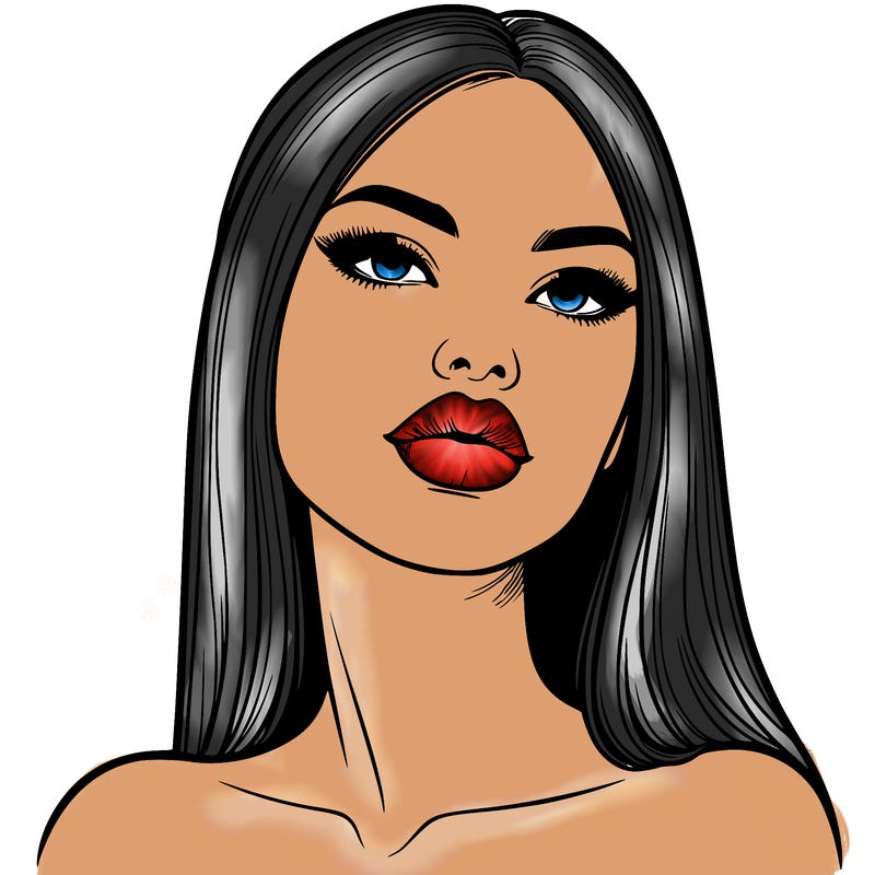 realistic woman with full lips