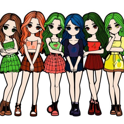 a group of girls realistic